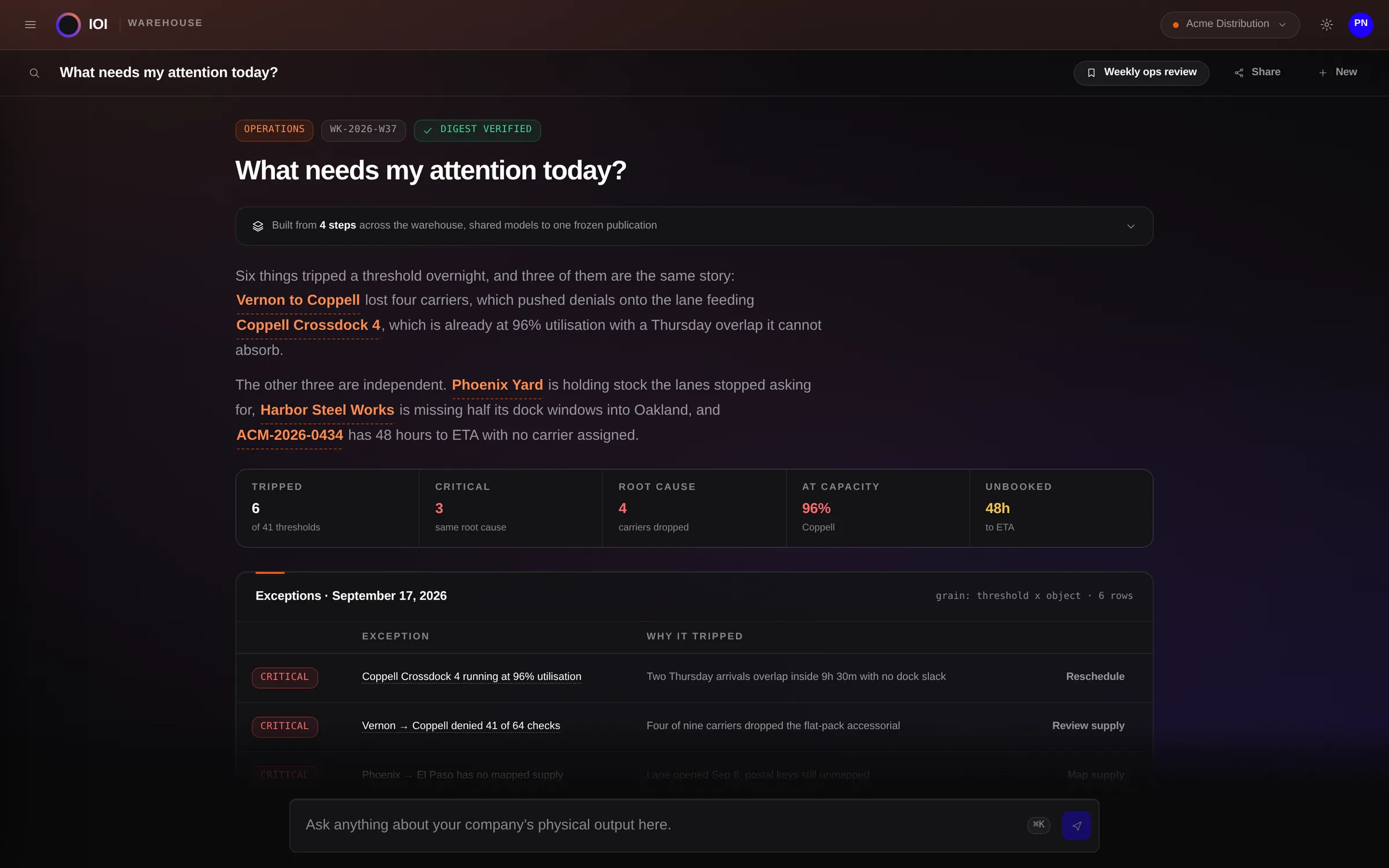 IOI Search answering what needs attention today.